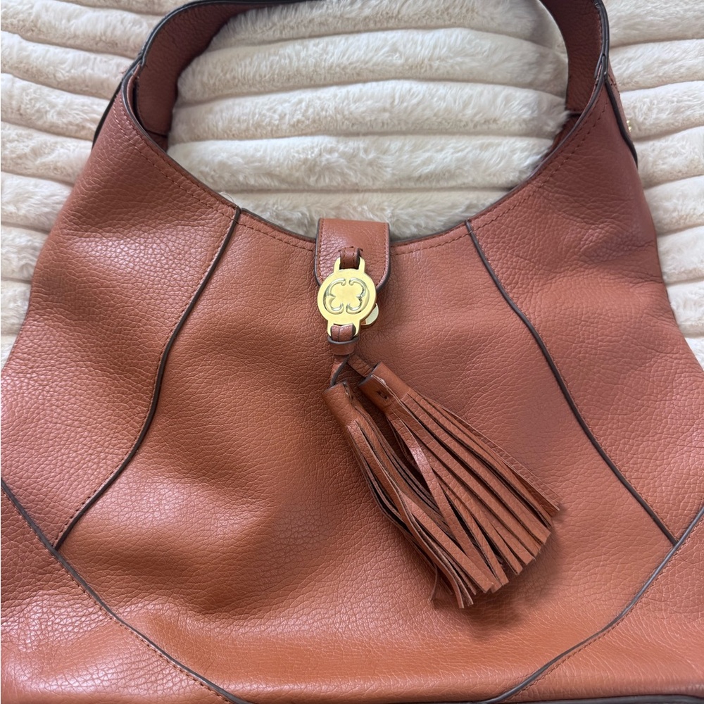 Emma Fox Pebbled Leather Hobo Shoulder Bag - Cognac Brown GUC